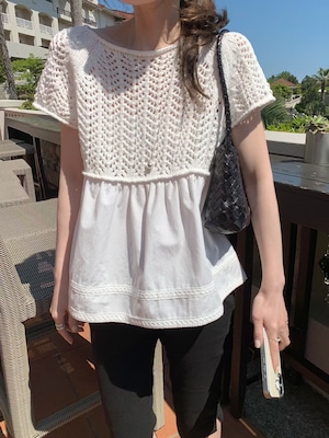 (予約)mellounge / Crochet Layered Knit