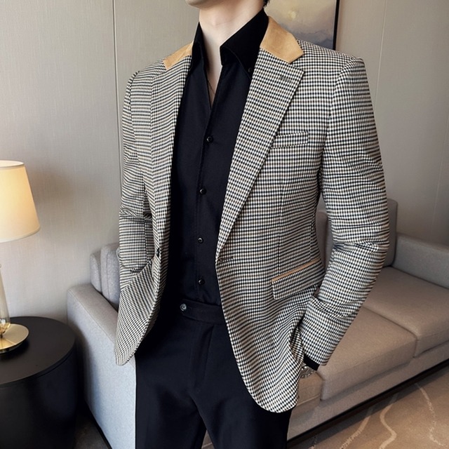 スリムフィットツートーンカラージャケット 2カラー　V0229