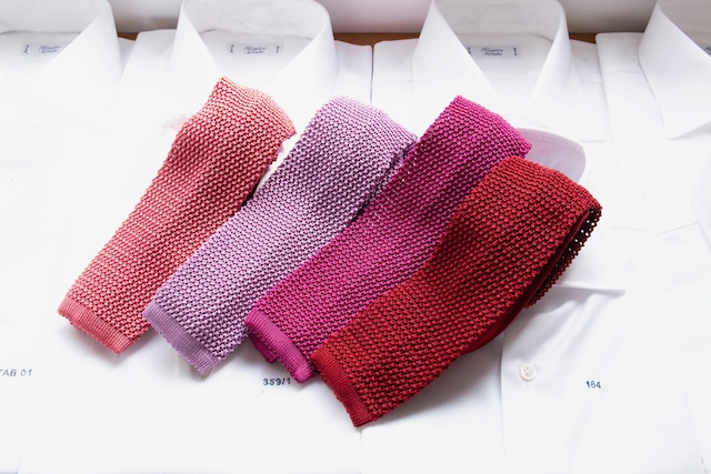 Knit tie "saumon, light purple, pink and red" colors 3009-19 3005-19 3006-19 3010-19