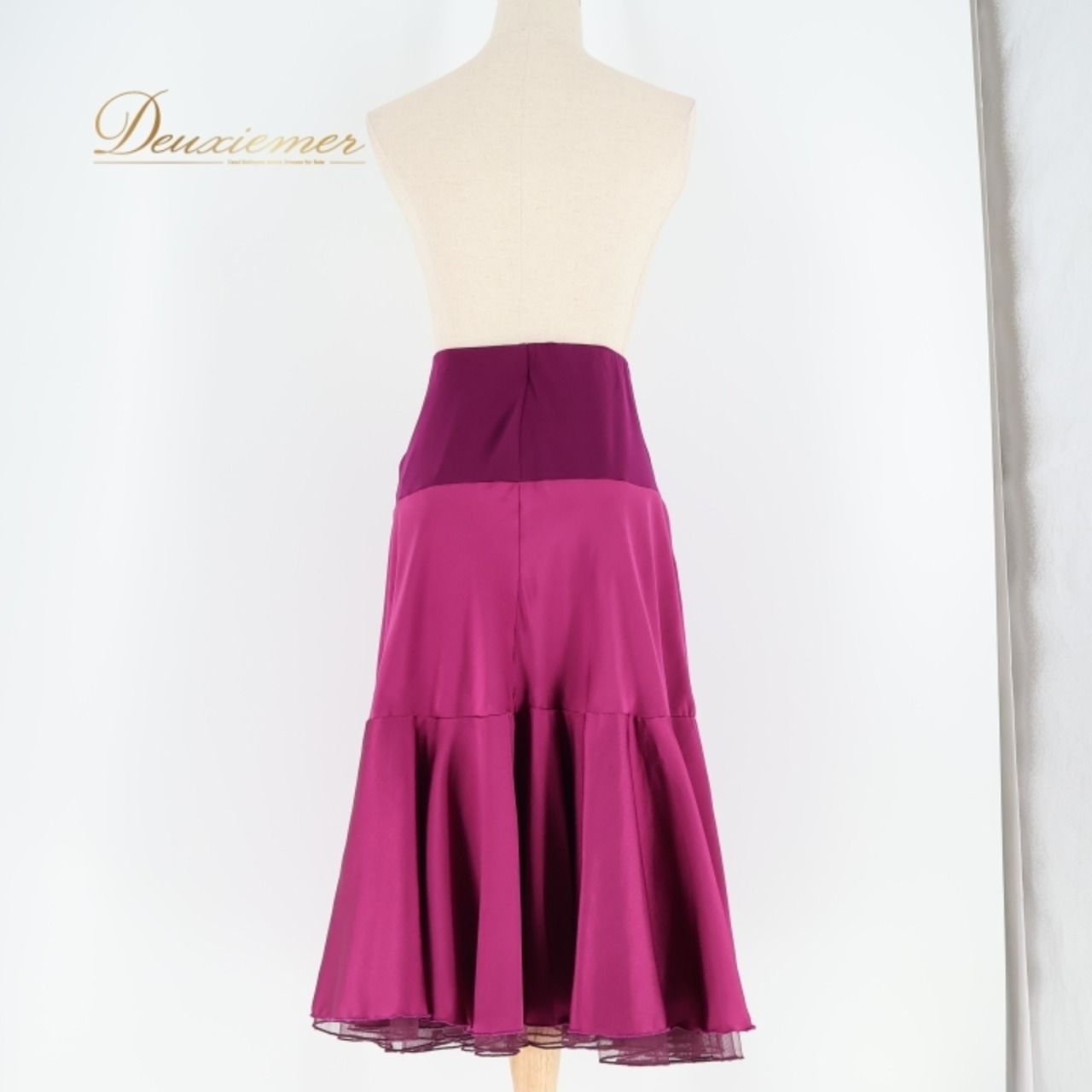 社交ダンス 衣装 スカート ラテン ミニ丈 パーティ レッスン 練習 ピンク 紫 レース 光沢 綺麗 かわいい ピンク系 パープル系 フレア 大人用 おしゃれ ダンスウェア 発表会 エレガント シンプル