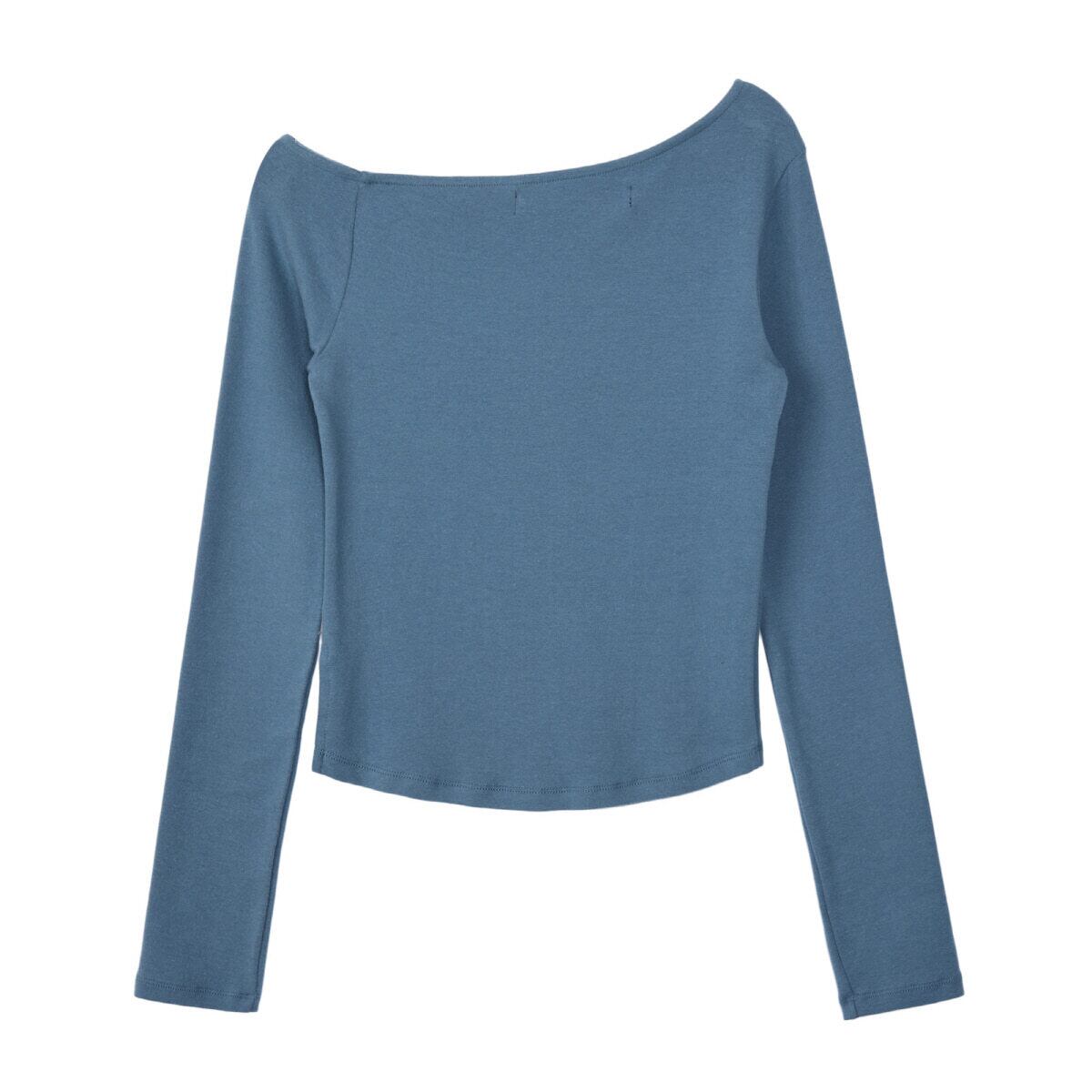[Rest&Recreation] RR ONE SHOULDER LONG SLEEVE TOP /追跡付 rest & recreation] RR ONE SHOULDER LONG SLEEVE TOP - BLUE