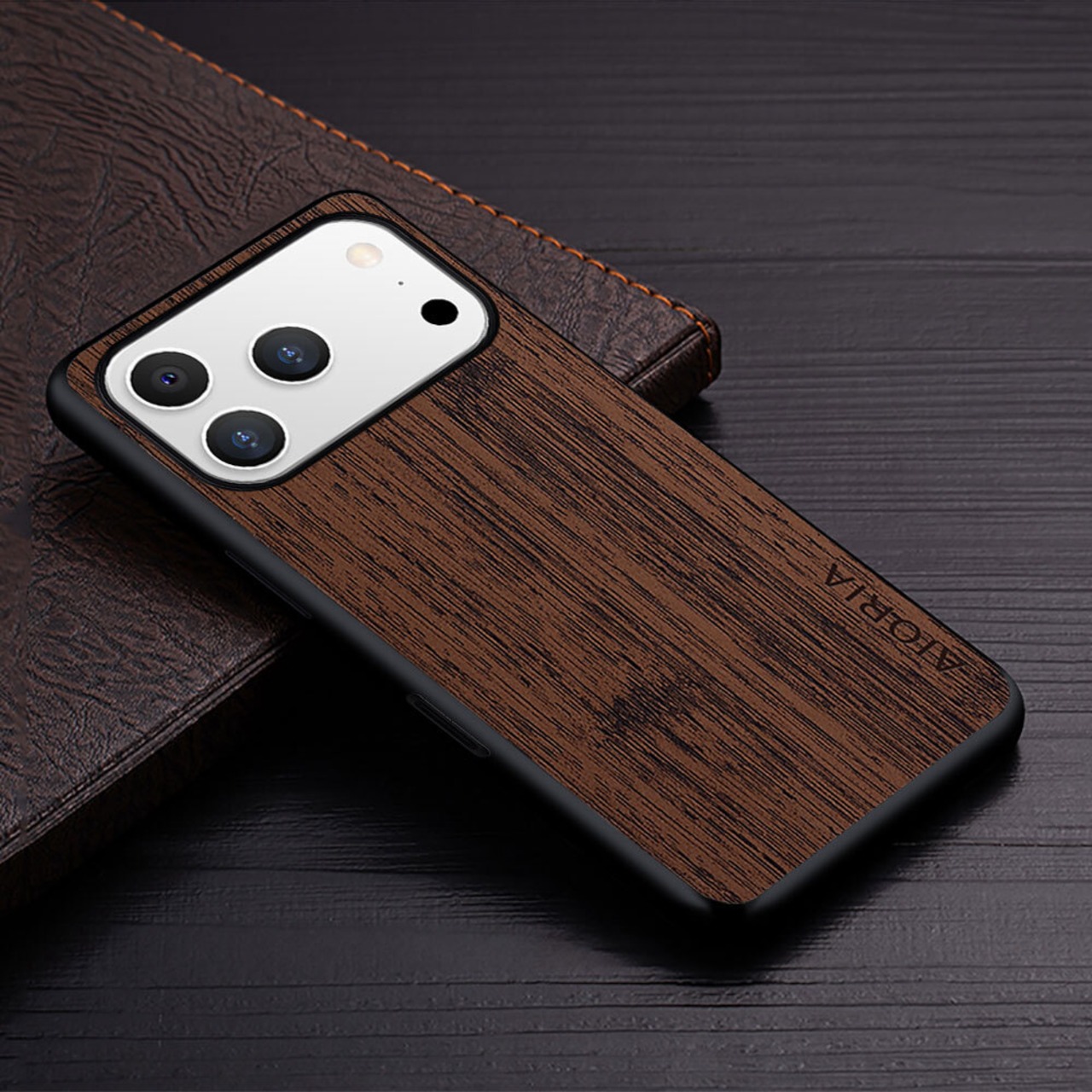 ◆iPhone 17/16/15/14/13/12/Pro/Pro Max/mini/Plus/Air◆ Wood Pattern Leather Case / ウッド パターン レザー スマホケース