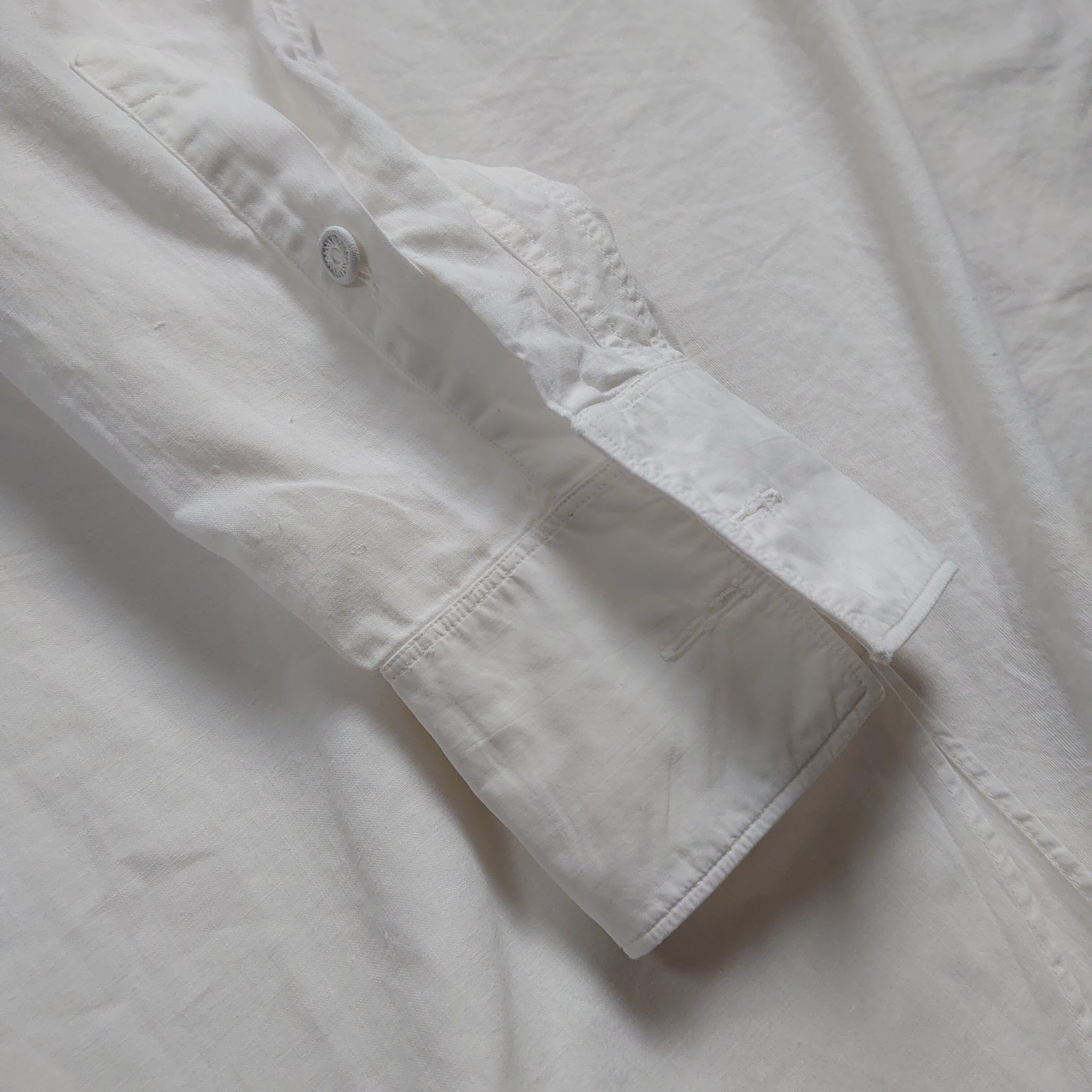 Deadstock】1930～40s グランパシャツ 烏賊胸 ドイツ 白シャツ 