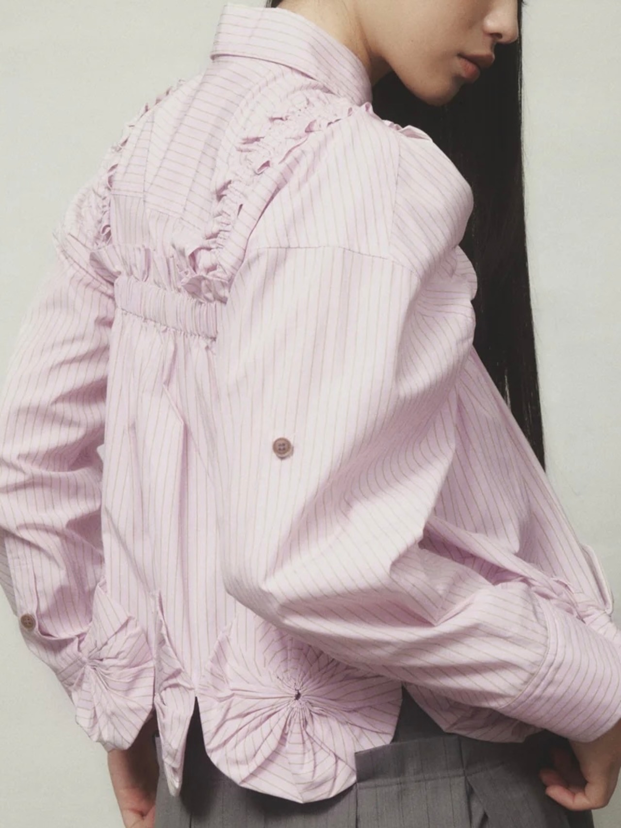 【26SS】HOUGA ホウガ / フレアブラウス トップス 長袖 /sign skirt tops - 3
