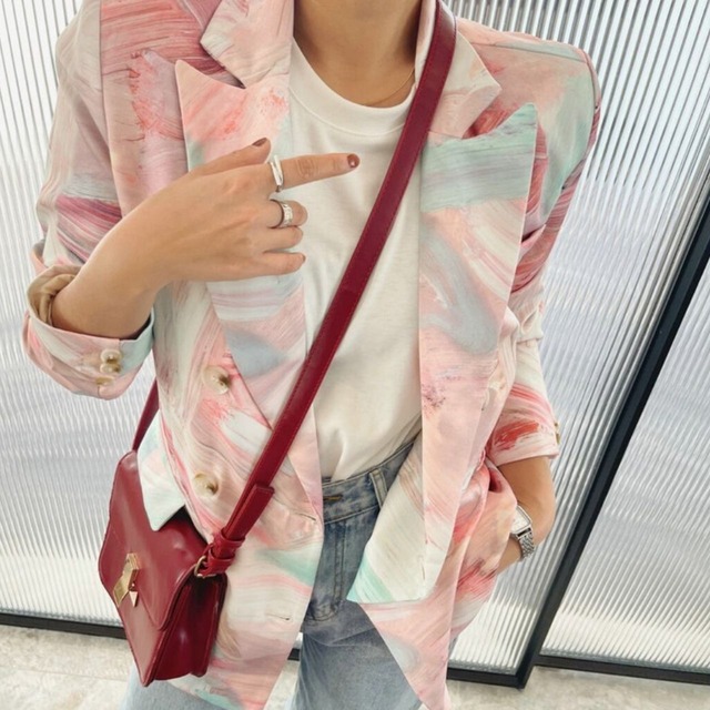 Double-breasted patterned jacket 01149