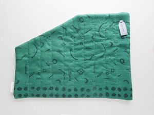 手刷りプリント台形ティーマット/ミドリ