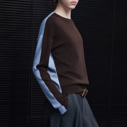 バイカラーニットトップス ・20196