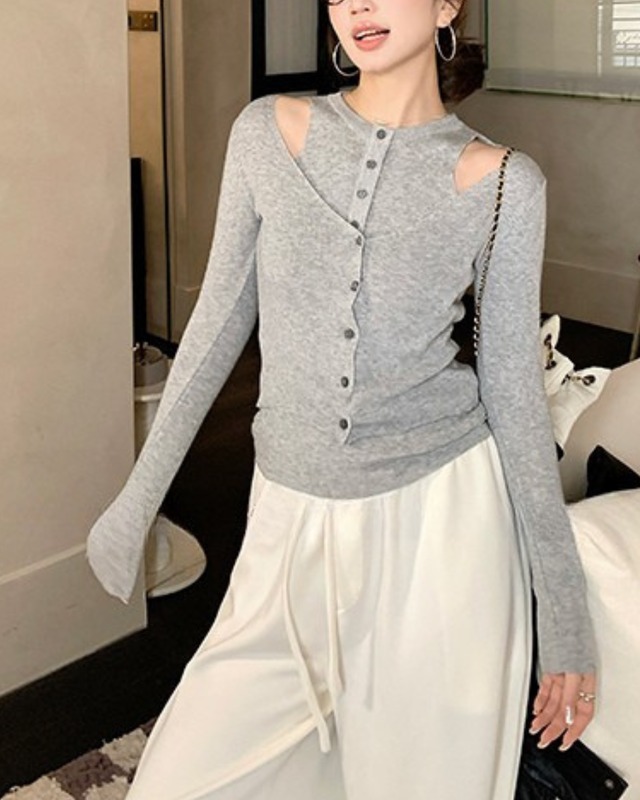 カットアウトデザインニット　l5160