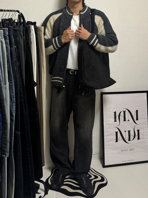 Varsity Zip-Up Soft Shade Knit Cardigan (4color)