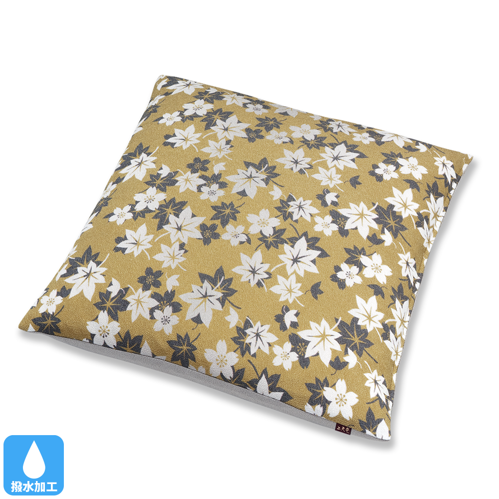 ちりめん 座布団(カバーのみ)紅葉桜 YT(金茶)50×50(クッション対応)