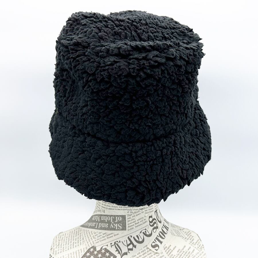 Boa zipper bucket hat ボア ジッパー バケットハット ブラック×ネオン