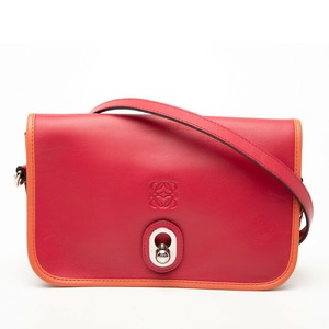ロエベ アナグラム イネス 斜め掛けショルダーバッグ ピンク オレンジ レザー レディース LOEWE 【中古】