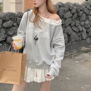 配色フリルグラフィックプルオーバー ・71431 配色フリルグラフィックプルオーバー ・71431