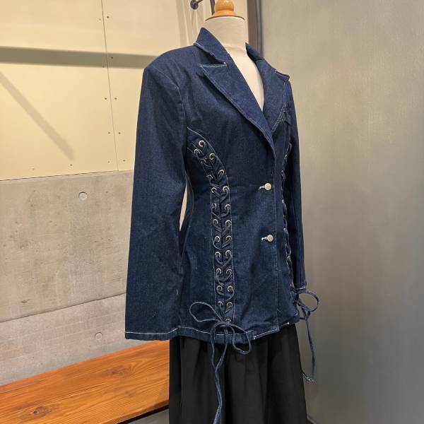PLEIN SUD レースアップ デニムジャケット フランス製 デニムレースアップジャケット Gシャン【フランス インポート Mochy