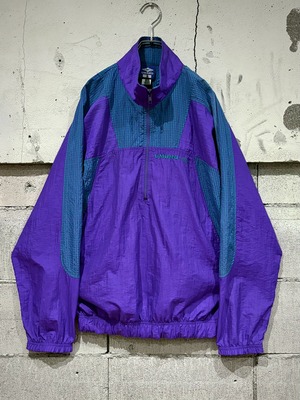 【Caka otto】"UMBRO" 90's Checker Switching Design Nylon Loose Half Zip Pullover