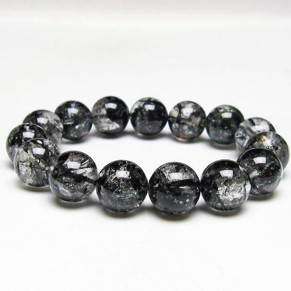 ブラックエレスチャルクォーツ ブレスレット 14mm 一点物 111-53864