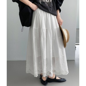 tiered lace long skirt　J00534