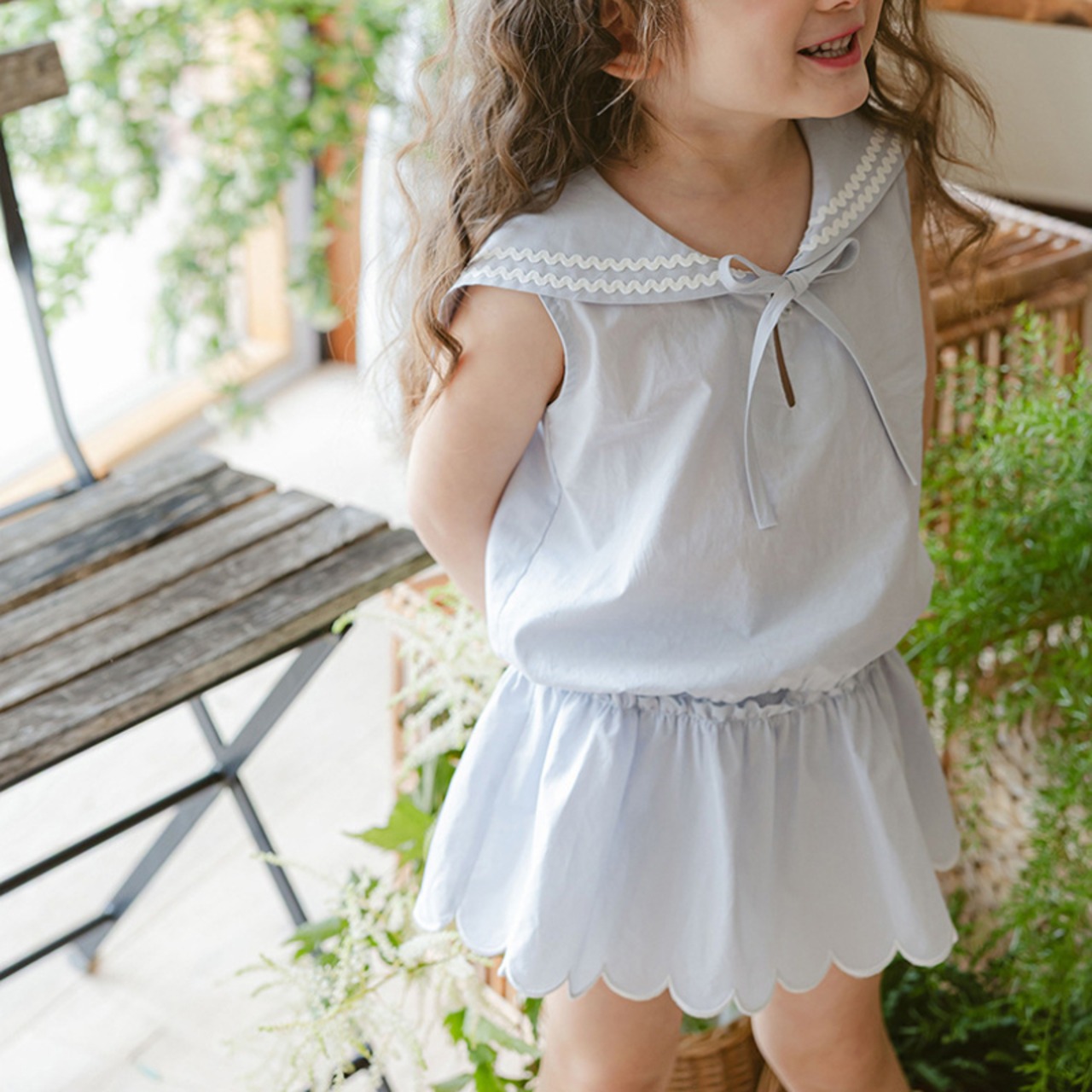 夏刺しゅうレース付きキュロットスカート