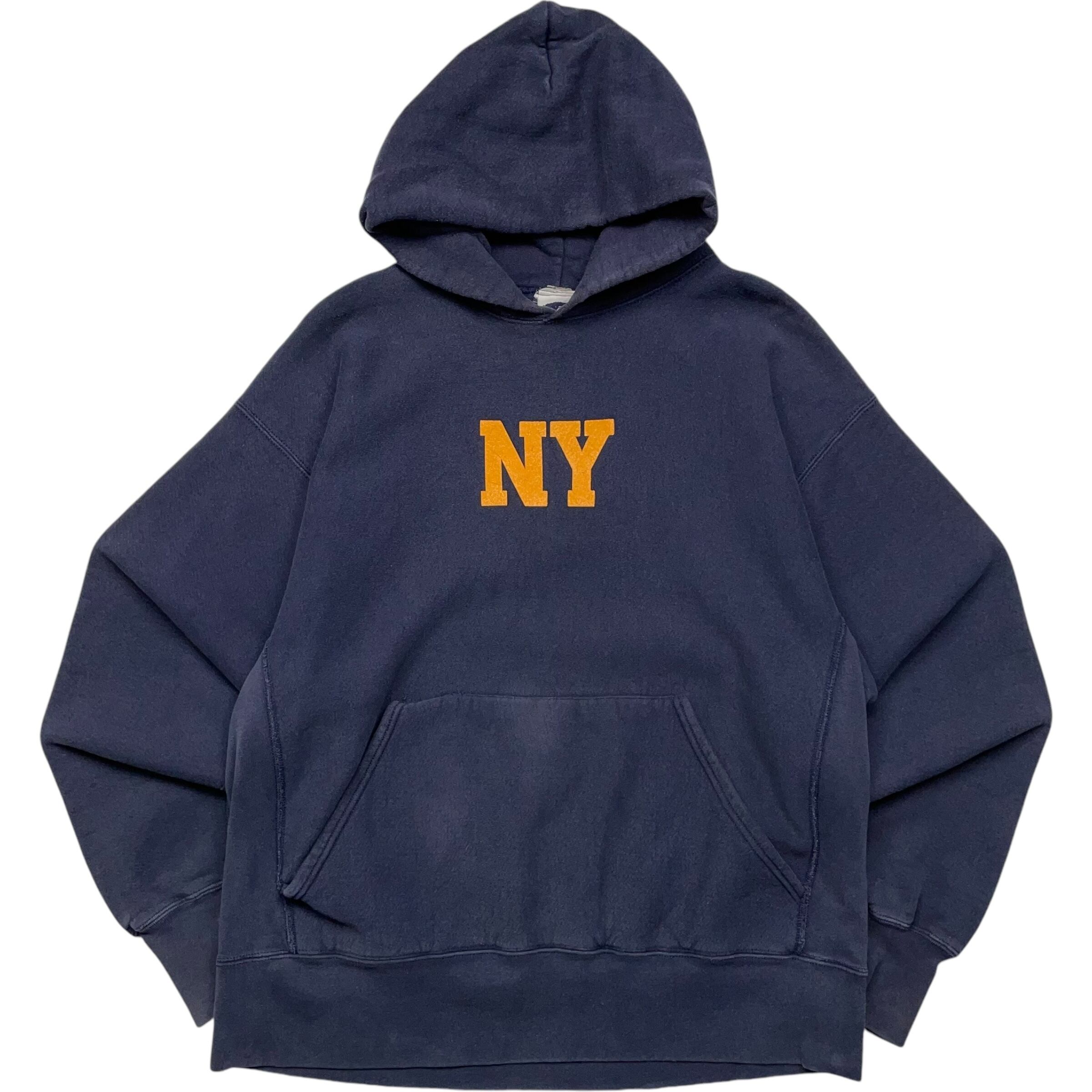 《XL》FORRESTEL NY ワンポイント プリント リバースウィーブタイプ パーカー ネイビー no.4643