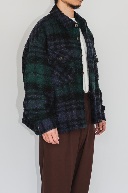 Medium Shirt Wool Coat  / Mohair Loop Green