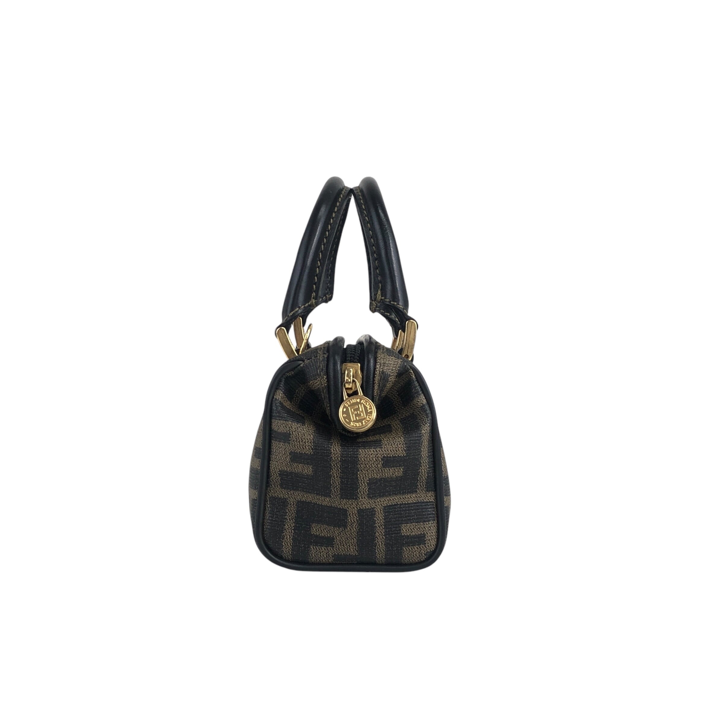 FENDI フェンディ ズッカ ショルダーバッグ ブラウン PVC レザー 2way
