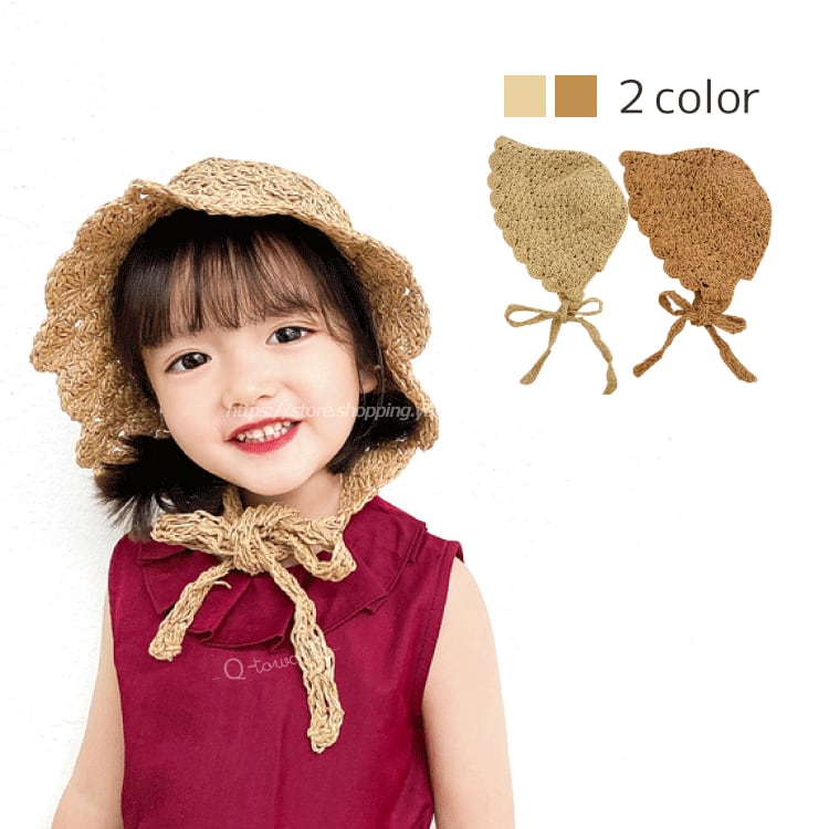 麦わら帽子 キッズ帽子 子供 キャップ 全2色 子供 女の子 子供服 韓国風 キッズ Q Toworld キュートワールド 子供服