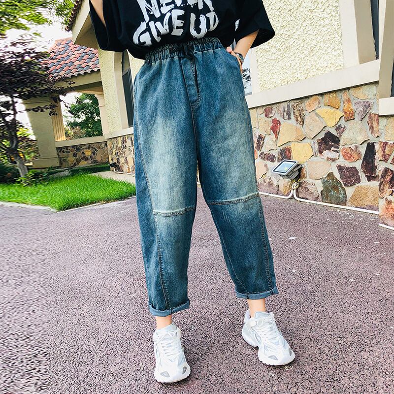 2020年レディース新秋プラスサイズハイウエストジーンズレディース200kgやや太いお姉さんオールドナインポイントパンツパンツ ミックスインファッション25752044618