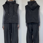 Wzipフリースフーディーvest/チャコール
