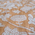 ブロックプリント生地【50cm単位】インド綿 花柄 オレンジ×白 #59410-OR1