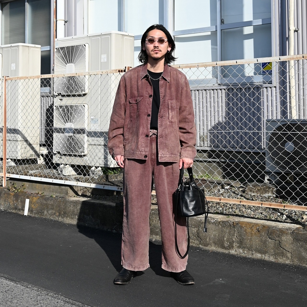 ANACHRONORM / FADED SULFUR DYED LINEN WIDE EASY PANTS