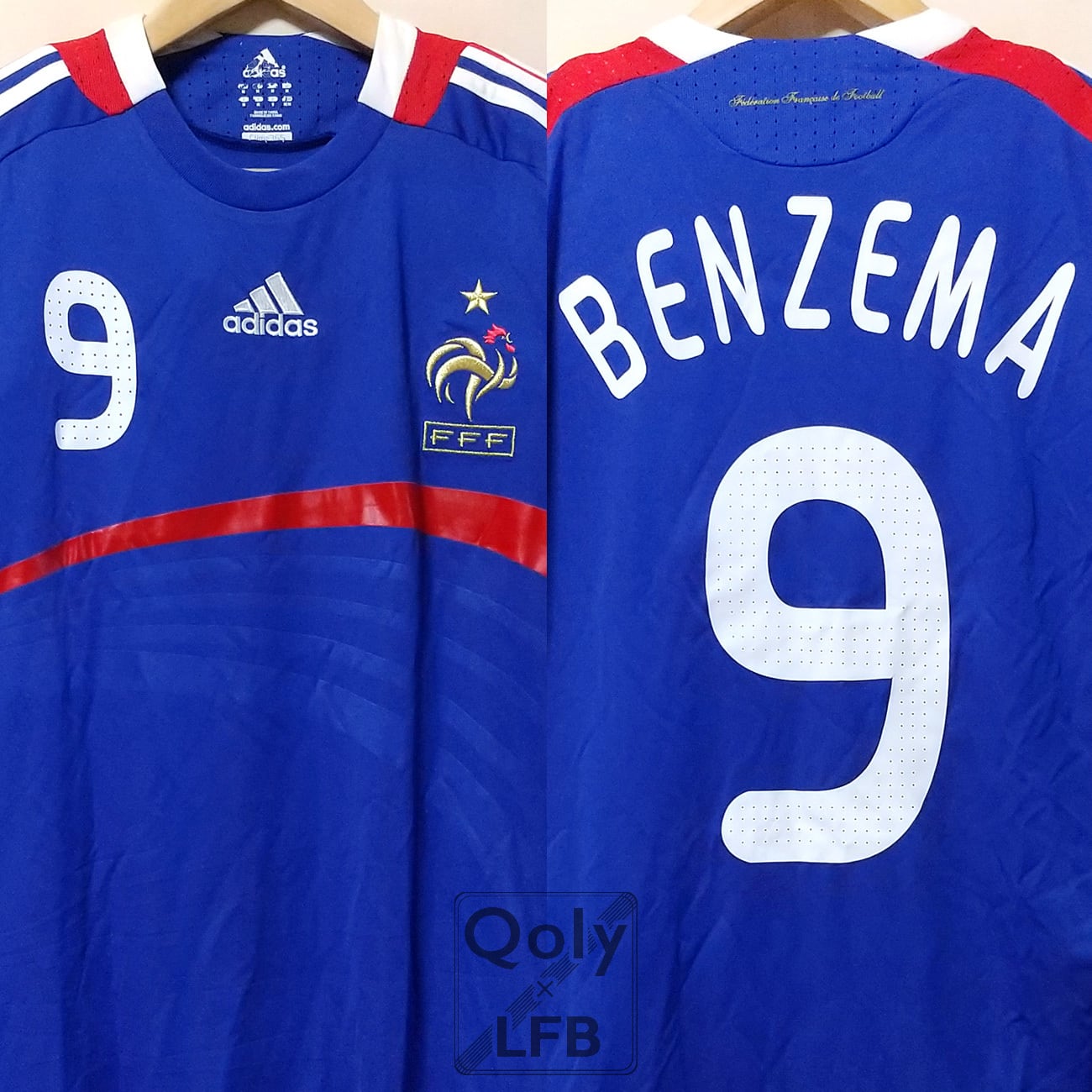 フランス代表 2008 adidas ホーム半袖 ユニフォーム #9 BENZEMA カリム