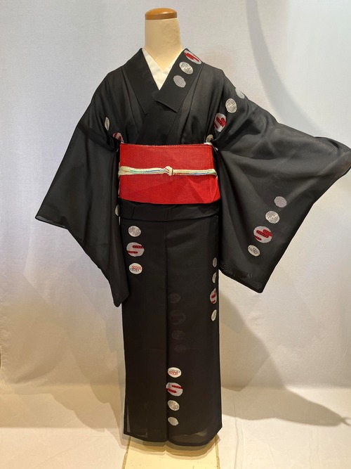 2184 アンティーク 夏用 紗 小紋 Antique Gauze Komon Kimono for summer
