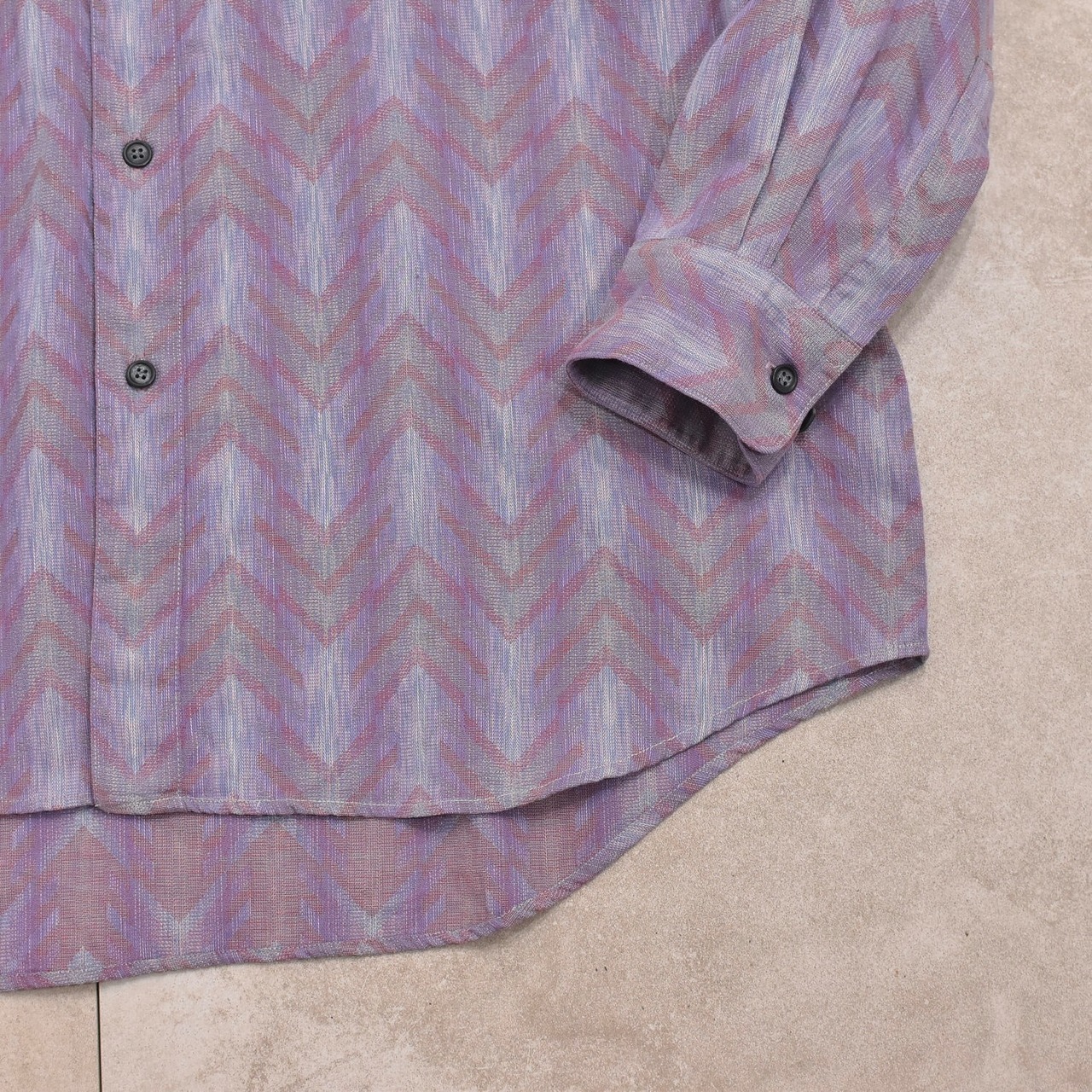 80～90s DALJAN herringbone shadow stripe cotton shirt Jp vtg