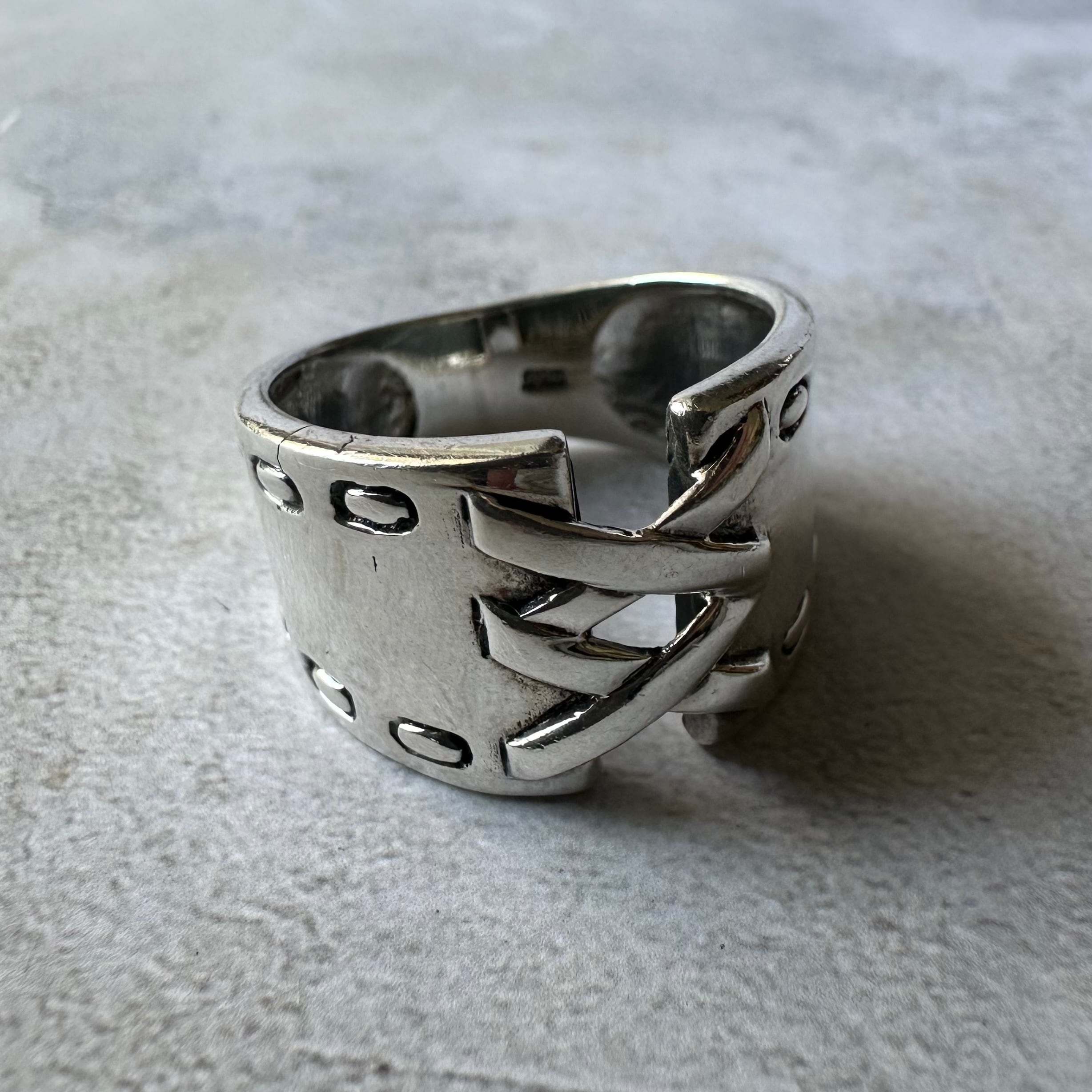 Vintage Corset Design Ring Silver925 Size17.5 Made in Mexico