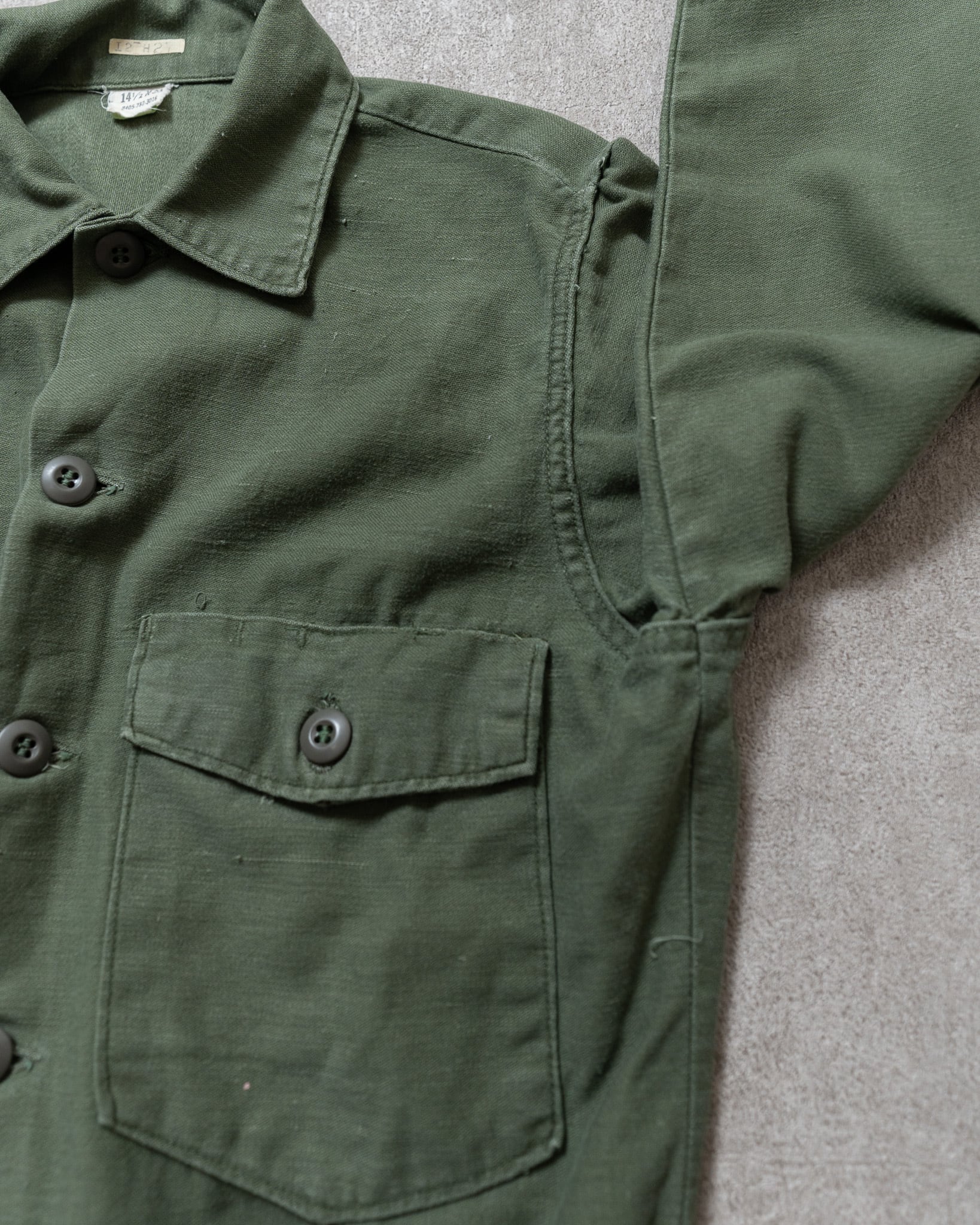 14 1/2】U.S.Army 70's OG-107 Utility Shirt Cotton100％ 