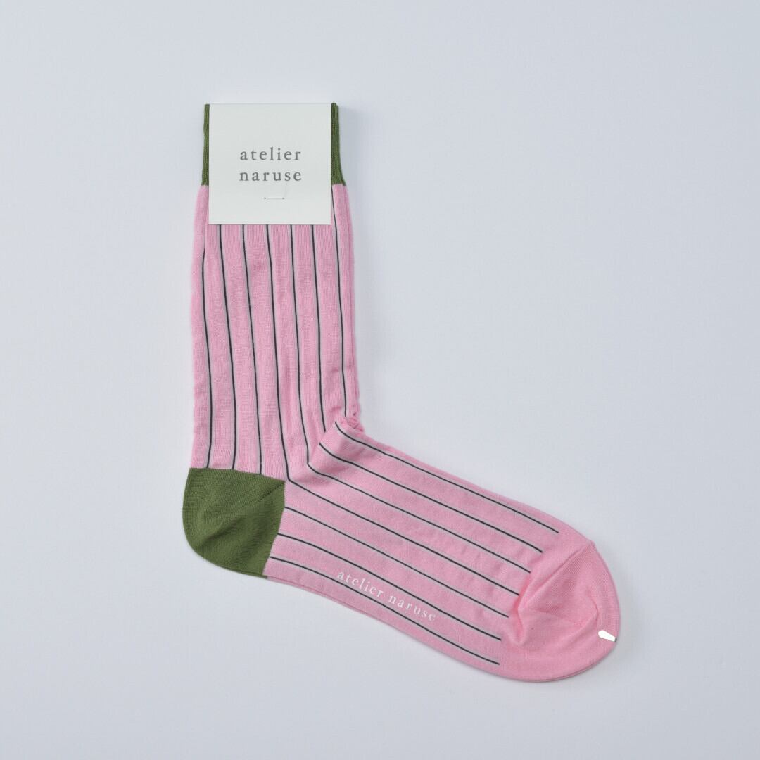 atelier naruse アトリエナルセ コットンWストライプミドルソックス