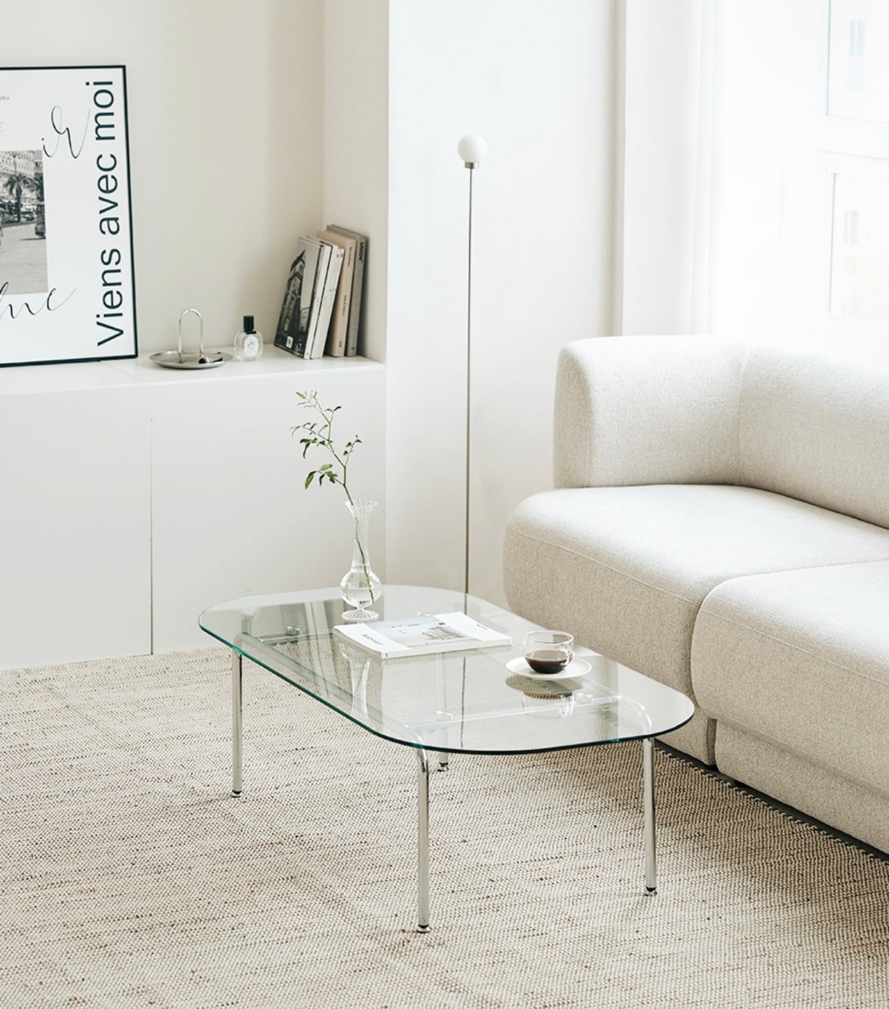 simple glass table 1200 / シンプル ガラス テーブル ソファー