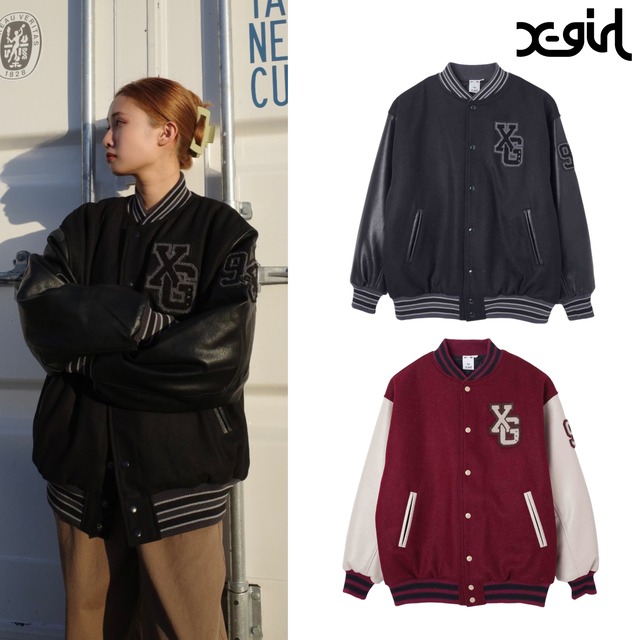 【X-girl】COLLEGE LOGO STADIUM JUMPER【エックスガール】