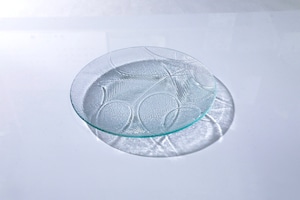 昭和型板ガラス「わかば」　皿　円形　中（Φ150mm）