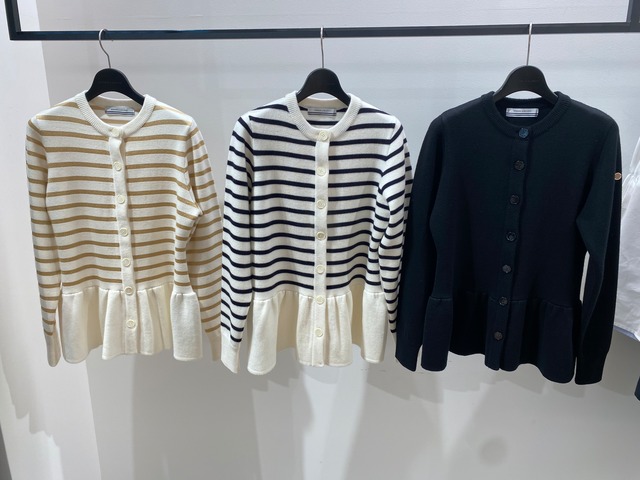 BORDERS at  BALCONY PEPLUM KNIT CARDIGAN ボーダーズアットバルコニー　ペプラムニットカーディガン