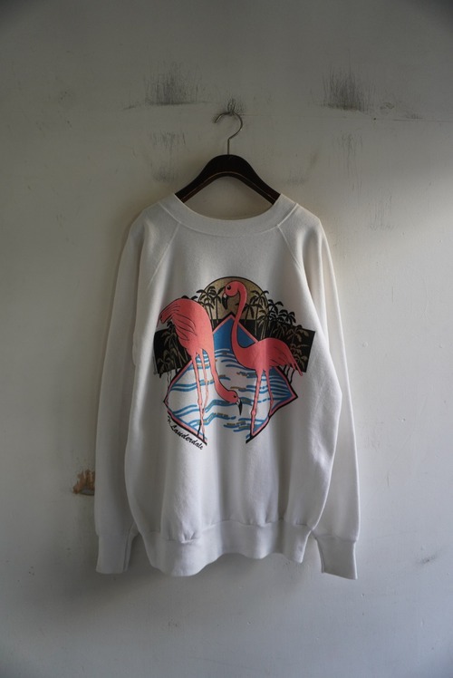 B  1980s Vintage Flamingo Sweat Shirt