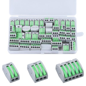 【在庫処分】Glvaner コンパクトスプライスコネクタ 導体コンパクトコネクタ ワンタッチコネクター プレミアムPCT-212 / 213/215 端子台 配線 接続 スプライス端子 電線接続コネクタ 銅製 単線接続可能コネクタ (2ポート30個 3ポート20個 5ポート10個) 60個セット グリーン 収納ケース付き