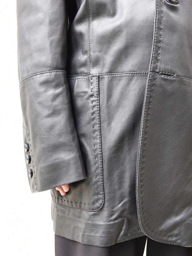 【gianfranco ferre】leather long tailored jacket