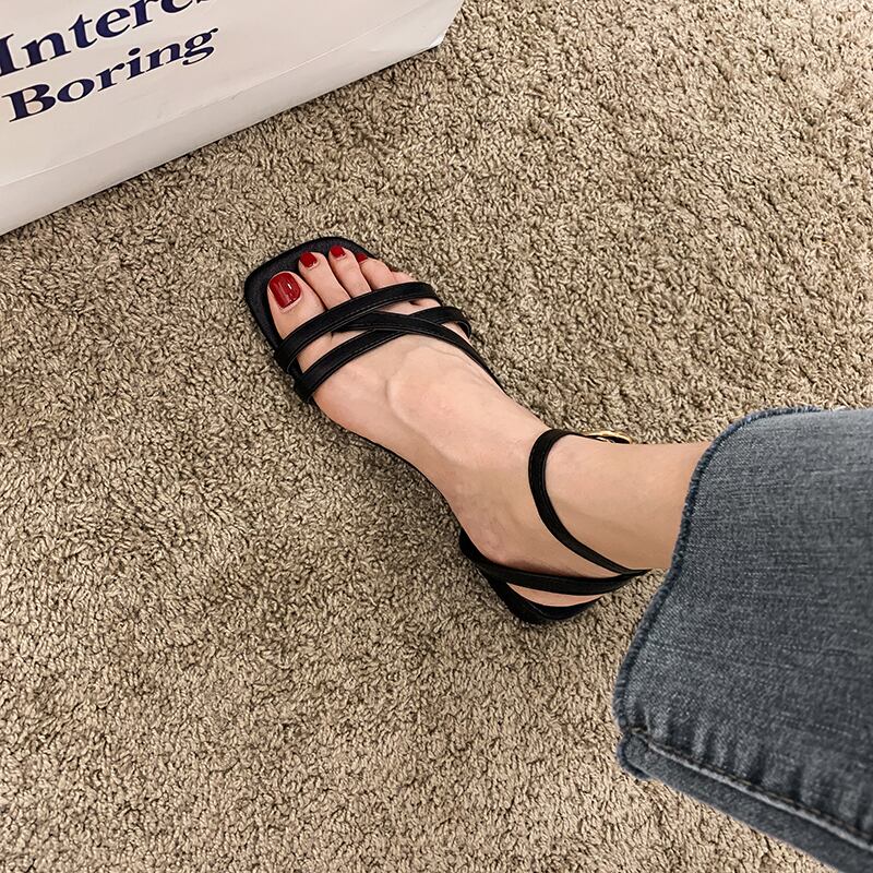 サンダルサマースタンダードバックル 靴 シューズ レトロ 夏物 フェイクシューズ51734244837