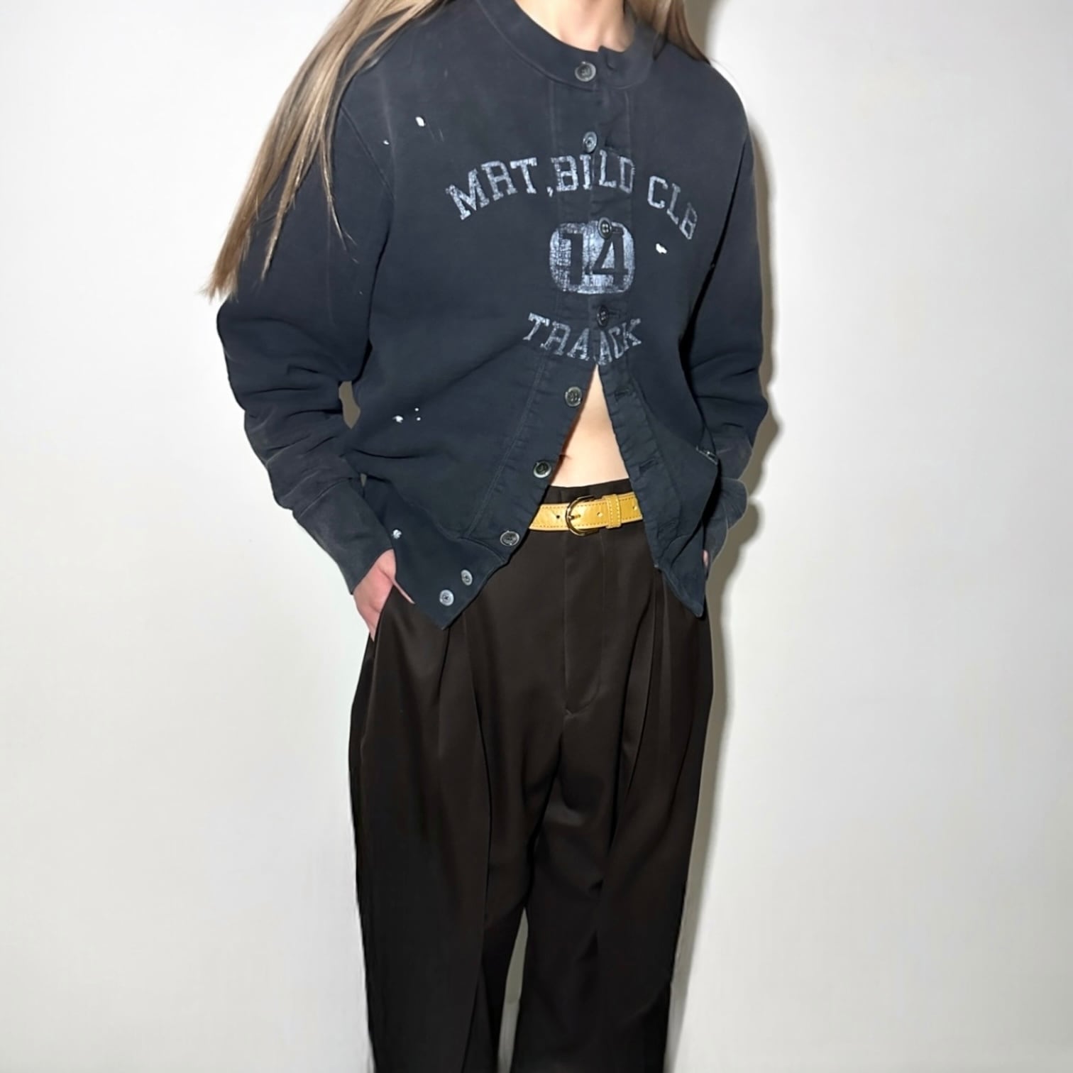 KHOKI [VINTAGE-EFFECT SWEAT CARDIGAN] | LILLY DEL SALONE