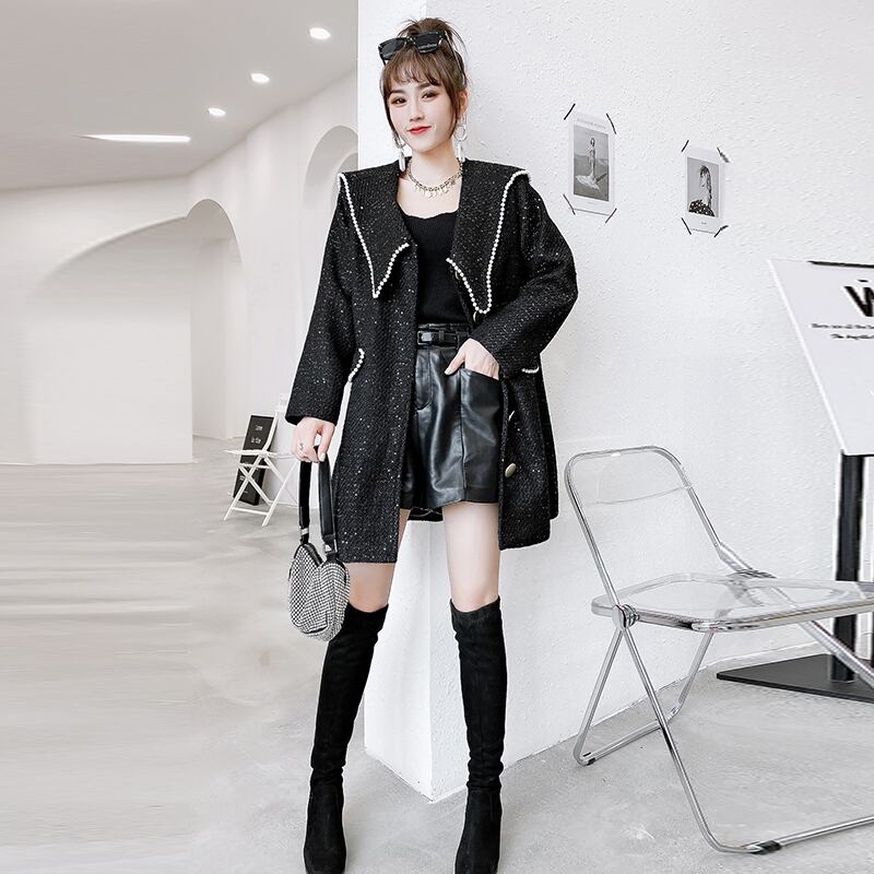 薄手オータムウィンタージャケット ルーズコート 大きめサイズ 秋物 冬物 ミックスインファッション89811649613