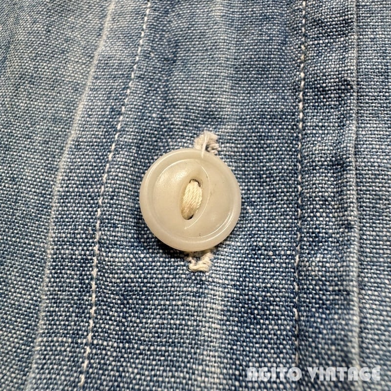 50's OX HIDE オックスハイド シャンブレーワークシャツ 台襟 マチ無し