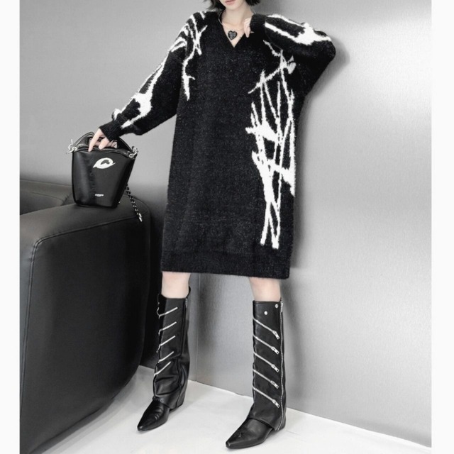 Thorn art knit dress C0731