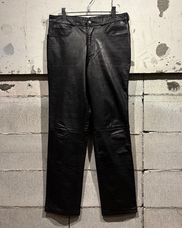 【Caka otto】Straight Silhouette Vintage Leather Pants