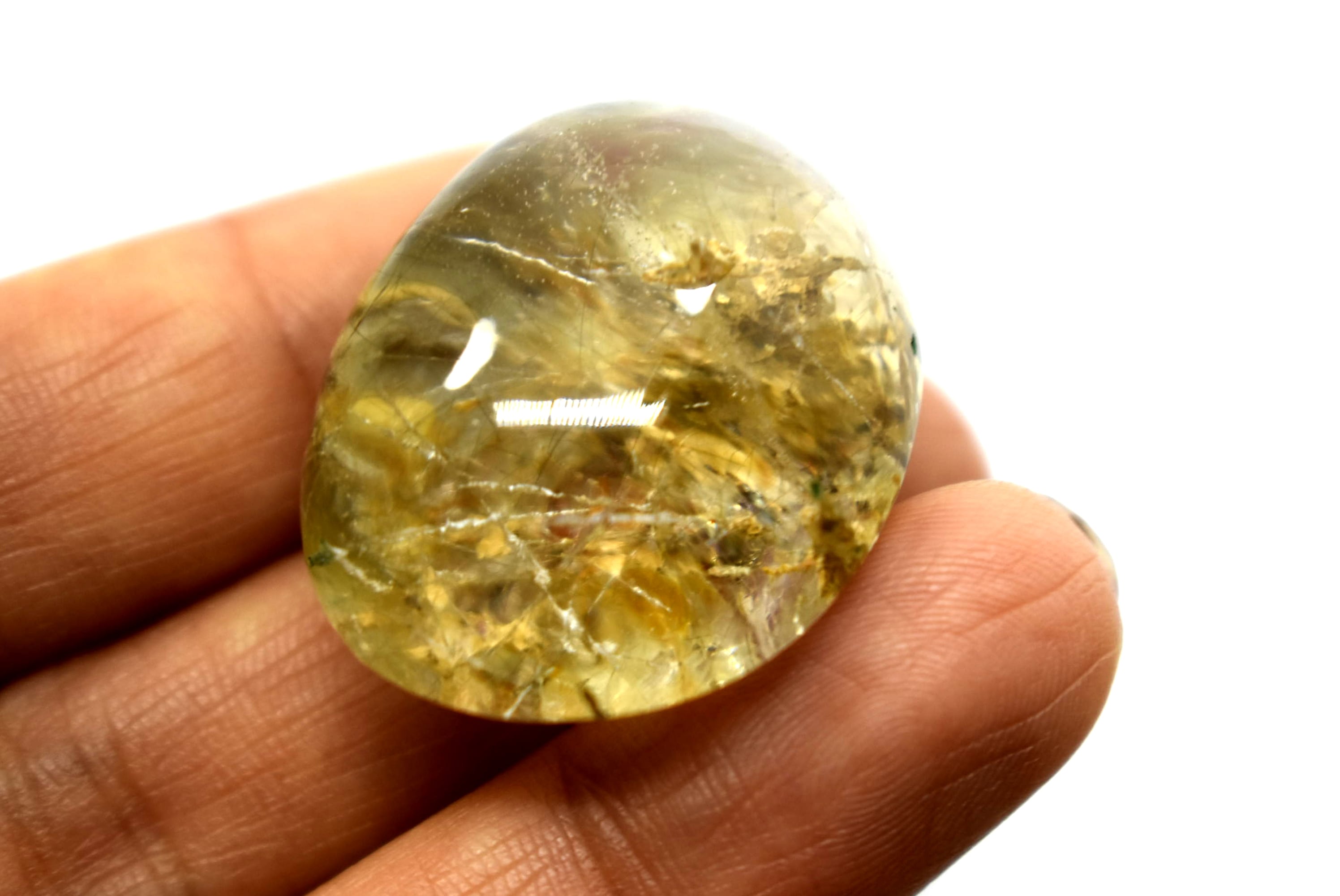 白い山クォーツイン☆ガーデンルチルインクォーツ ルースgar022